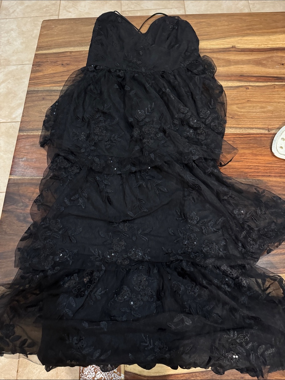 Altar'd State Black Tiered Lace Maxi Dress. Size S.